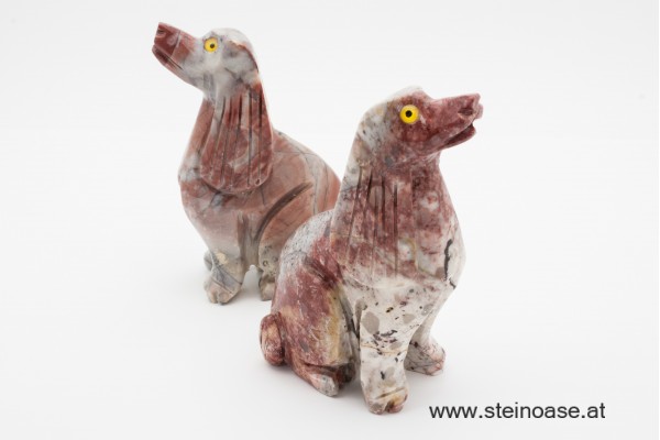 Hund Speckstein sitzend Gr.L